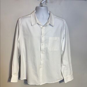 Hudson Jeans White Casual Button Down Shirt with Textured Fabric Size XL